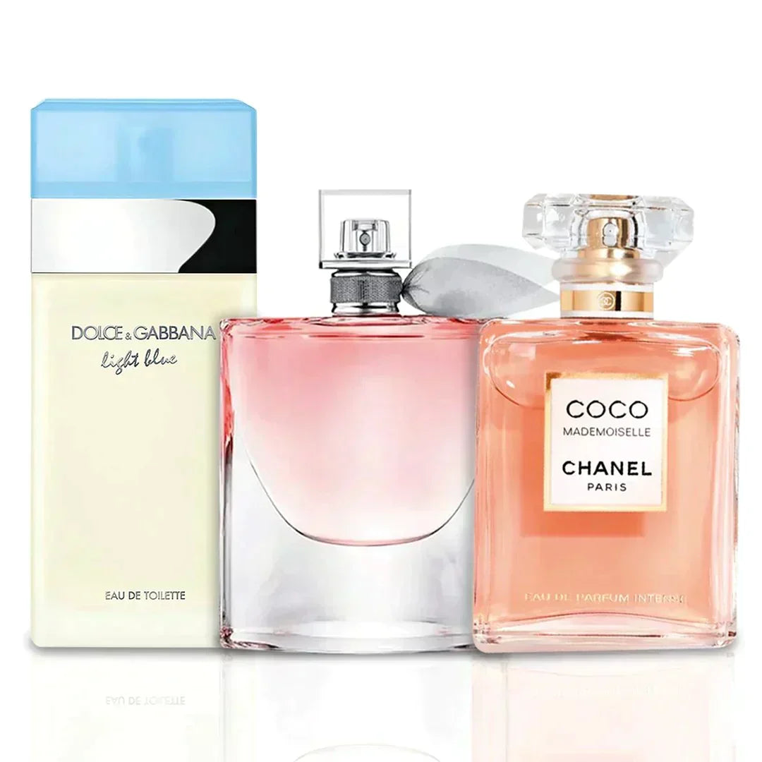 Combination of 3 women's perfumes - La Vie Est Belle, Coco Mademoiselle and Light Blue [100 ml each]